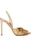 Aquazzura 105mm Ce Soir Sequined Leather Slingback Sandals In Gold