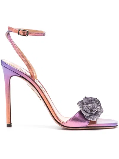 Aquazzura 105mm Crystal Orchid Sandals In Multicolor