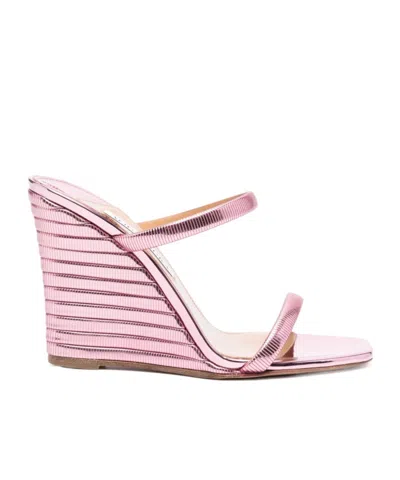 Aquazzura Riviera Chain 95 Wedge Sandal In 粉色