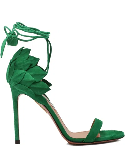 Aquazzura 105mm Hibiscus Sandals In Green