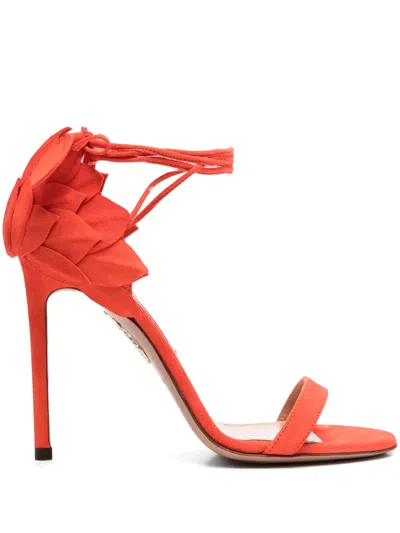 Aquazzura 105mm Hibiscus Sandals In Red