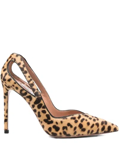 Aquazzura 105mm Leopard-print Cut-out Pumps In Neutral