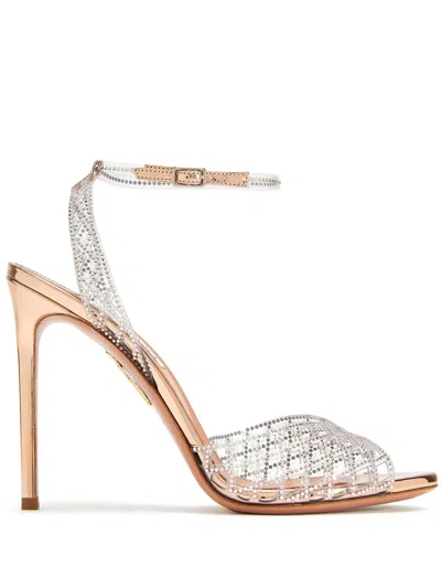 Aquazzura 105mm Lumiere Sandals In Silver