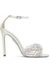 Aquazzura 105mm Melodie Crystal-embellished Sandals In Silver