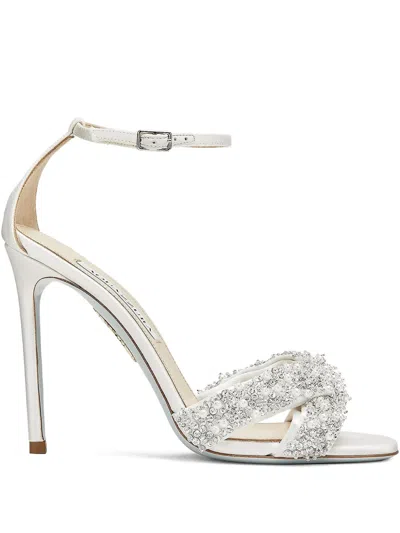 Aquazzura 105mm Melodie Crystal-embellished Sandals In Silver