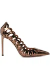Aquazzura 105mm Peep Metallic Cut-out Pumps In Brown