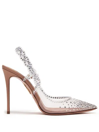 Aquazzura 105mm Rhinestone-embellished Pumps In Neutrals