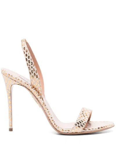 Aquazzura 105mm So Nude Sandals In Gold