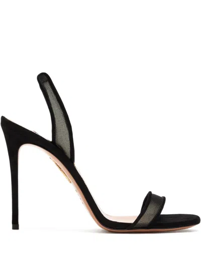Aquazzura 105mm So Nude Slingback Mesh Sandals In Black