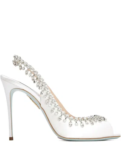 Aquazzura 105mm Temptation Crystal-embellished Slingback Sandals In White