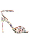 Aquazzura Tequila Brush Strokes Printed Stiletto Sandals In Neutrals