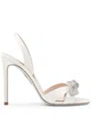 Aquazzura 105mm Very Bow Tie Satin Sandals In 白色