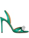 Aquazzura 105mm Very Bow Tie Crystal Sandals In Green