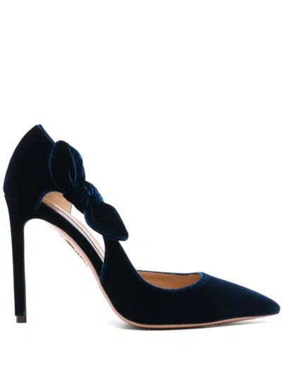 Aquazzura 105mm Very Bow Tie Pumps In Paris Blue