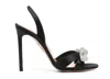 Aquazzura Bow Tie Crystal-embellished Satin Sandals In Black