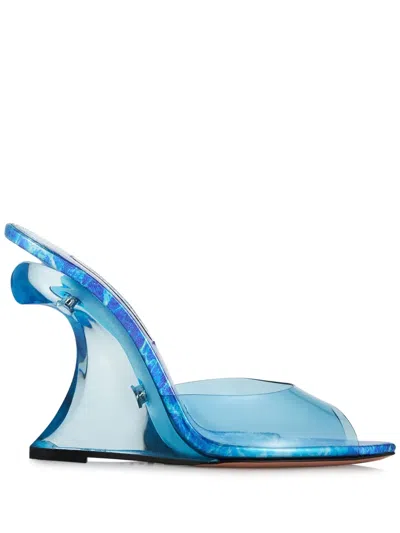 Aquazzura 105mm Waves-print Sculpted Heeled Sandals In Blue