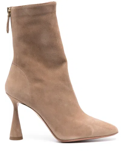 Aquazzura 10mm Amore Ankle Boots In Neutrals