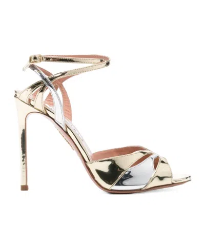 Aquazzura 110m Metallic Ankle-strap Heeled Sandals In Gold