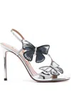 Aquazzura 110mm Butterfly-detailed Sandals In Silver