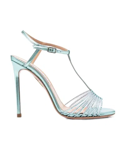 AQUAZZURA 115MM CRYSTAL-EMBELLISHED SATIN PUMPS