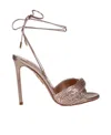 Aquazzura 110mm Embellished Lace-up Sandals In Nude