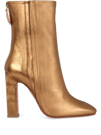 Aquazzura Joplin 105 Metallic Leather Ankle Boots In Gold