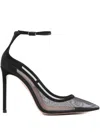 Aquazzura 110mm Love Affair Ankle-strap Mesh Pumps In Black