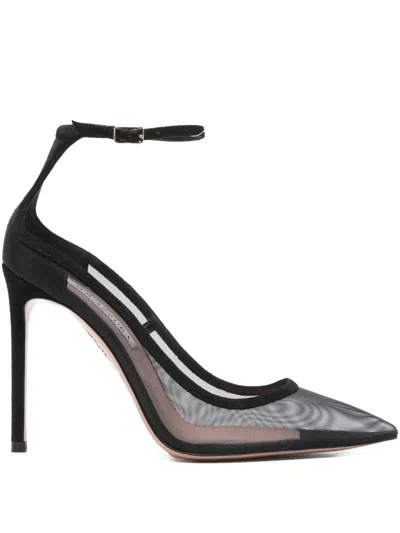 Aquazzura 110mm Love Affair Ankle-strap Mesh Pumps In Black