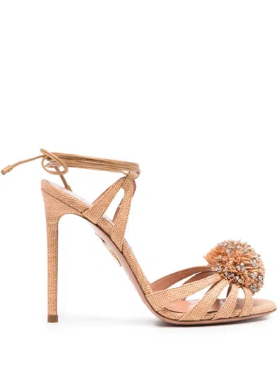 Aquazzura Movida Pompon-sandalen Mit Kristallen 110mm