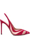 Aquazzura Mesh Panel Pointed Toe Stiletto Heel Suede Finish In Pink