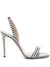 Aquazzura So Nude 105 White And Black Sandals In Black