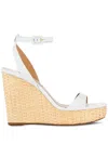 Aquazzura 110mm Sunseeker Leather Wedge Espadrilles In White