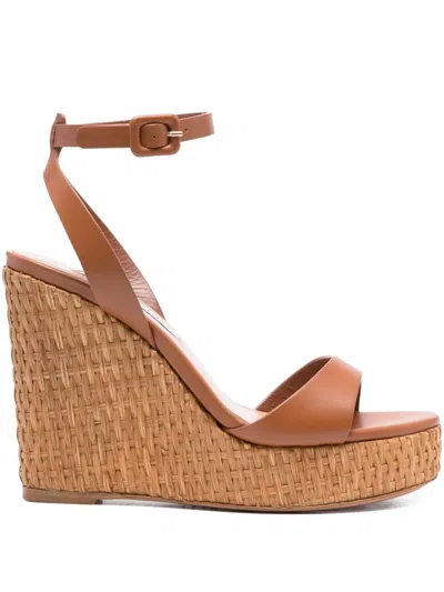 Aquazzura 110mm Sunseeker Wedge Sandals In Brown