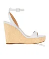 Aquazzura 110mm Sunseeker Leather Wedge Espadrilles In White