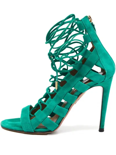 Pre-owned Aquazzura 115mm  Lace-up Cage Sandals