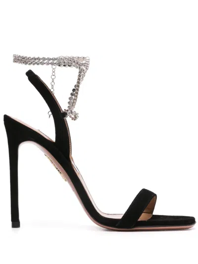 Aquazzura 115mm Sue Sandals In Black
