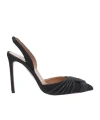 Aquazzura Embellished Glitter Patch Leather Pointed Stiletto In Black