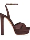 Aquazzura Satin Divine Plateau Platform Sandals 130 In Brown
