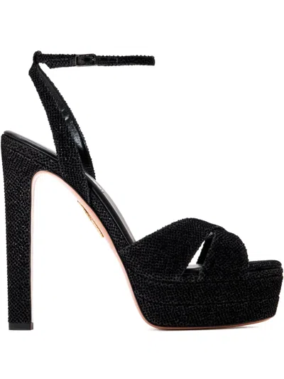 Aquazzura 130mm Glitter-embellishment Sandals In Black