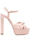 Aquazzura Nina 130 Leather Platform Sandals In Pink