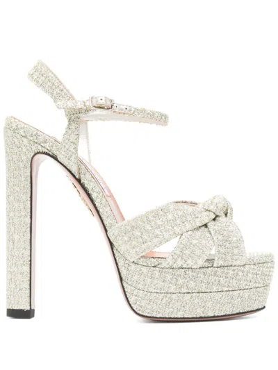 Aquazzura 130mm Nina Sandals In Silver
