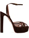 Aquazzura 130mm Shear Plateau Platform Mesh-panel Heeled Sandals In Brown