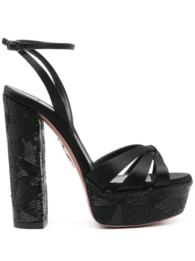 Aquazzura 135mm Bead-embellished Sandals In Black