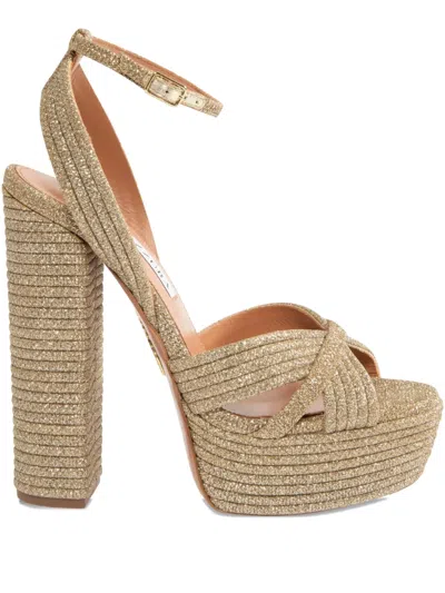 Aquazzura 140mm Sundance Platform Sandals In Brown