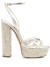 Aquazzura La Nuit 140 Plateau Sandal In Gold