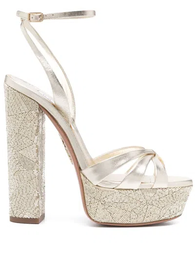 Aquazzura La Nuit 140 Plateau Sandal In Gold