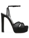 Aquazzura Divine Mesh Crisscross Platform Sandals In Multi