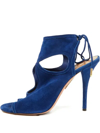 Pre-owned Aquazzura 2024 115mm Sexy Thing Lace Sandals