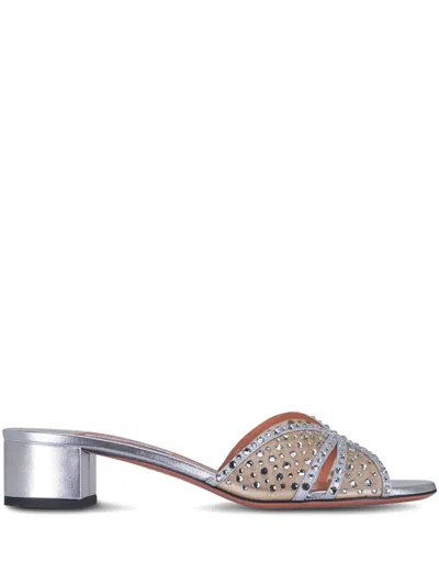 Aquazzura 35mm Crystal Lover Sandals In Silver