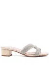 Aquazzura Muse 35 Crystal-embellished Metallic Leather Mules